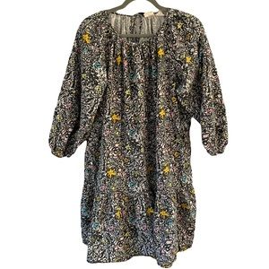 Levi’s Scatter Print Hemp Blend Art‎ To Wear Relaxed Fit Tiered Midi Dress Large